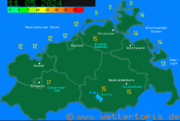 Wassertemperaturen für Mecklenburg-Vorpommern