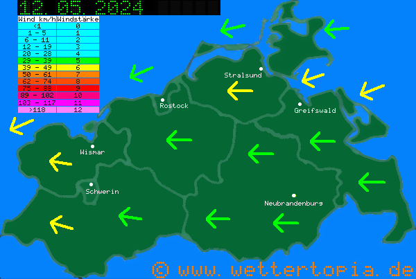 Windvorhersagekarte Mecklenburg-Vorpommern
